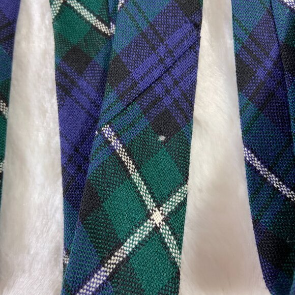 Tartan Plaid 100% New Wool Necktie - Made In Scotland Blue Green - Picture 6 of 7